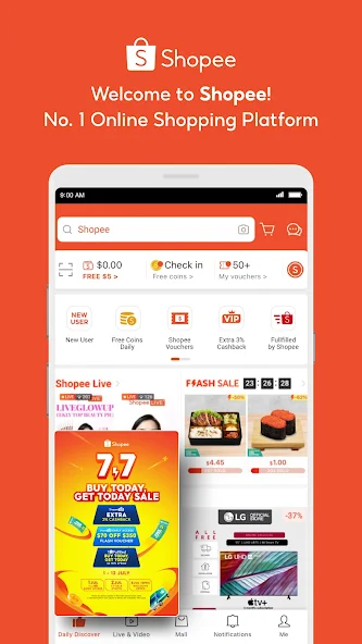 Shopee app screenshot 1